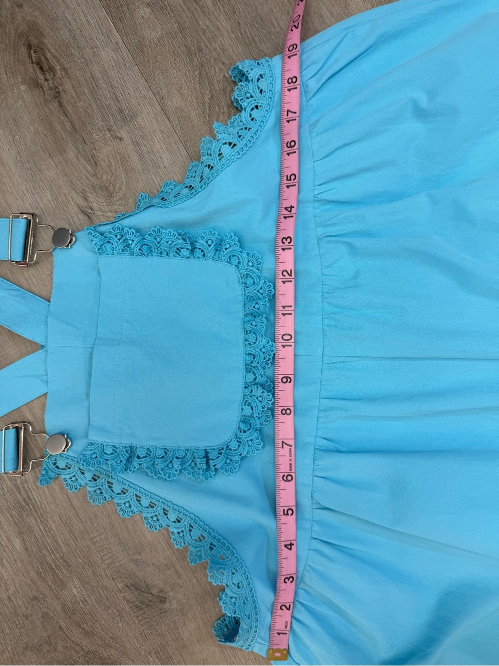 BiBi Turquoise Wide-Leg Cotton Overalls for Women - Picture 5 of 7